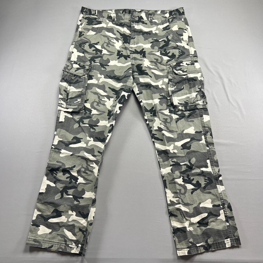 La Gate Cargo Pants Mens 38x30 Multicolor Camo Cotton High Rise Straight Leg